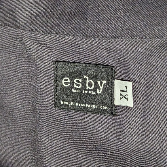 Esby James Cotton Chore Jacket XL Unisex Dark Grey US Made Button Front Pockets - Picture 3 of 5